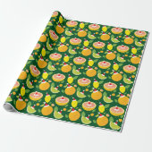 Happy Citrus Weihnachtsmannmütze Pattern Lemon Ora Geschenkpapier (Ungerollt)