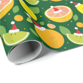 Happy Citrus Weihnachtsmannmütze Pattern Lemon Ora Geschenkpapier (Rolleneckpunkt)