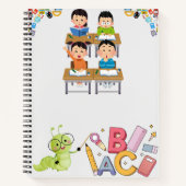 Happy Classroom Kids with Bookworm Teacher Notizblock (Vorderseite)