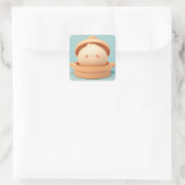 Happy Clay Steamed Dumpling in Steamer Quadratischer Aufkleber (Tasche)