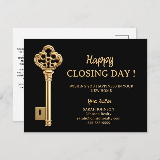 Happy Closing Day New Zuhause Real Anwesen Postkarte (Vorne/Hinten)