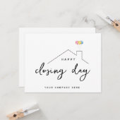 Happy Closing Day Real Anwesen Balloons Karte (Vorderseite/Rückseite Beispiel)
