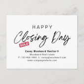 Happy Closing Day Realtor Minimalistisch Personali Postkarte (Vorderseite)