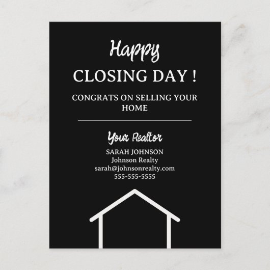 Happy Closing Day Zuhause Seller Real Anwesen Postkarte (Vorderseite)