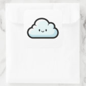 Happy Cloud – Cute Kawaii Illustration Quadratischer Aufkleber (Tasche)