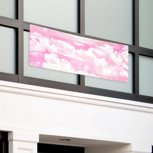 Happy Clouds Pink Display Banner (Äußeres Gebäude)