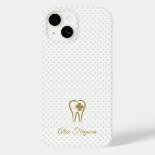 Happy Clover Teeth   Golden Polka Dots Case-Mate iPhone 14 Hülle