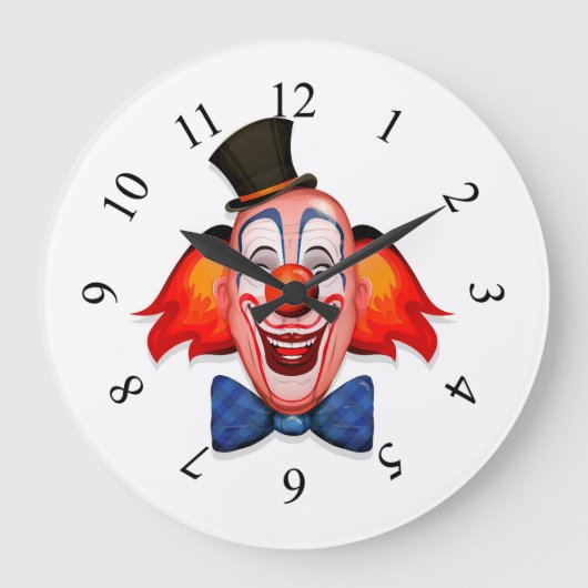 Happy Clown Face Große Wanduhr (Vorderseite)
