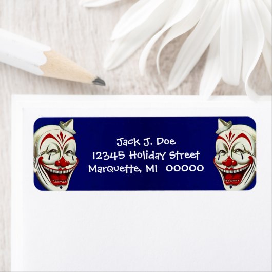 Happy Clown Faces Frame Rücksendeadresse Label (Insitu)
