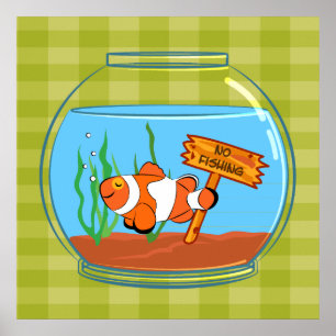 Happy Clown Fische schlafen in einer Fischschüssel Poster