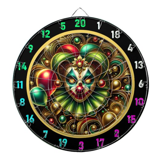 Happy Clown mit farbenfrohen Balloons Dartscheibe (vorne)