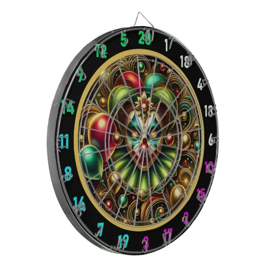 Happy Clown mit farbenfrohen Balloons Dartscheibe (Vorderseite Links)