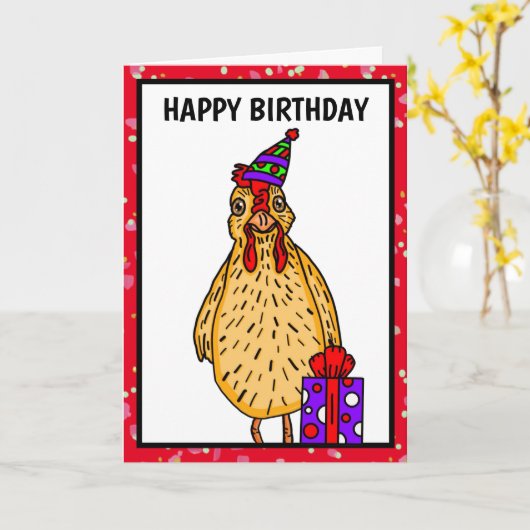 Happy Clucking Geburtstag Hühnerpuppe Karte (Gelbe Blume)