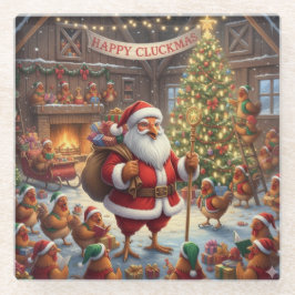 Happy Cluckmas, Glass Coaster Glasuntersetzer