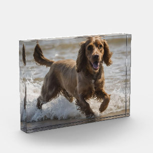 Happy Cocker Spaniel Beach Fun Day Fotoblock