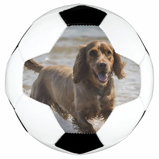 Happy Cocker Spaniel Beach Fun Day Fußball (Vorderseite)