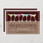 Happy Cocktails Silvester Party Einladung (Vorne/Hinten)