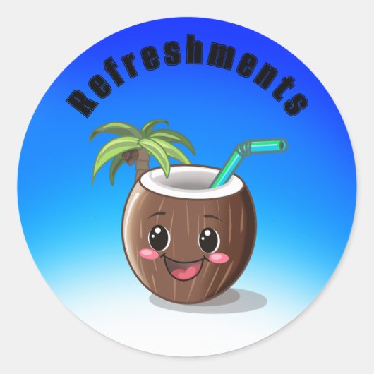 Happy Coconut Runder Aufkleber (Vorderseite)