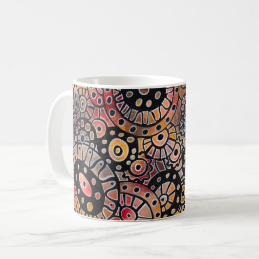 Happy Coffee Acrylic Hand bemalt Rustikale Moderne Kaffeetasse (Vorderseite Links)
