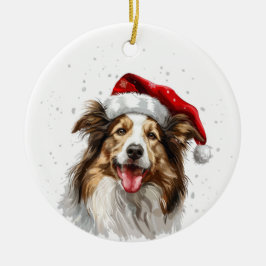 Happy Colley Dog Christmas Personalized Keramik Ornament