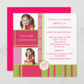 Happy Color Block Little Girl Party Einladung (Vorne/Hinten)