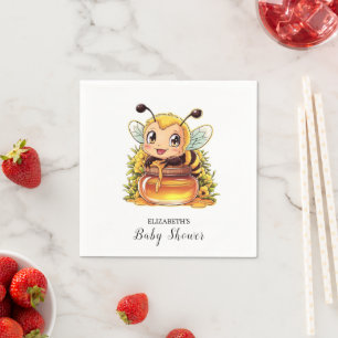 Happy Colorful Bee Baby Shower Serviette