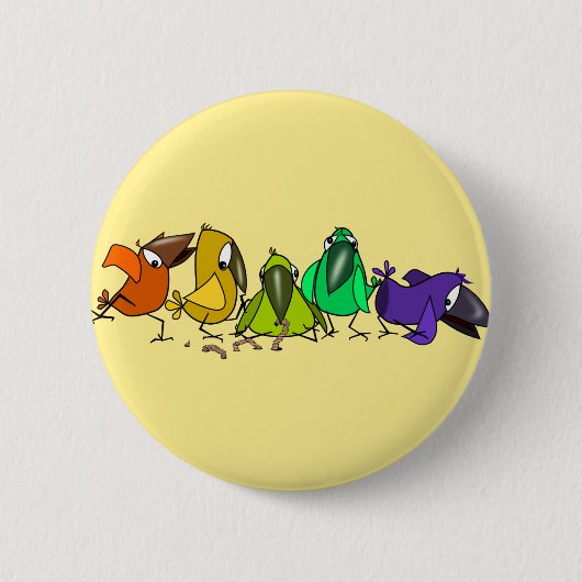 Happy Colorful Birds Button Fun (Vorderseite)