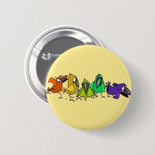 Happy Colorful Birds Button Fun (Vorne & Hinten)