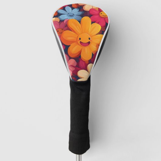 Happy Colorful Blume Pattern Golf Headcover (Vorderseite)