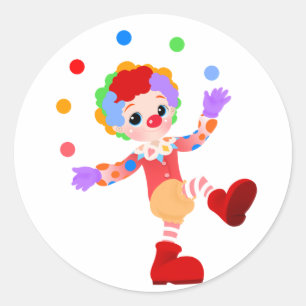 Happy Colorful Clown Juggling farbenfrohe Balls Runder Aufkleber