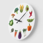 Happy Colorful Crochet Gemüse Pilz Collage Große Wanduhr (Winkel)