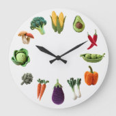 Happy Colorful Crochet Gemüse Pilz Collage Große Wanduhr (Vorderseite)