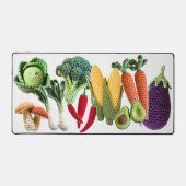 Happy Colorful Crochet Gemüse Pilz Collage Schreibtischunterlage (Vorderseite)