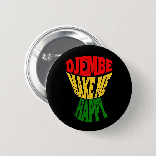 Happy Colorful Djembe macht mich glücklich afrikan Button (Vorne & Hinten)