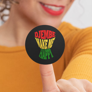 Happy Colorful Djembe macht mich glücklich afrikan Runder Aufkleber