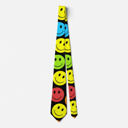 Happy Colorful Faces Pattern Krawatte (Vorderseite)