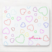 Happy Colorful Hearts Individuelle Name Mousepad (Vorne)