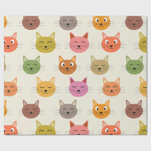 Happy Colorful kawaii Cartoon Katzen Muster Geschenkpapier (Flach)