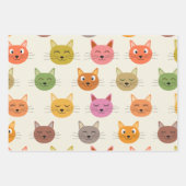 Happy Colorful kawaii Cartoon Katzen Muster Geschenkpapier Set (Vorderseite 3)