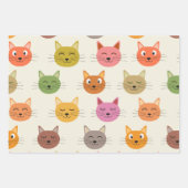 Happy Colorful kawaii Cartoon Katzen Muster Geschenkpapier Set (Vorderseite 2)