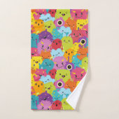 Happy Colorful Monsters Pattern Badhandtuch Set (Handtuch)