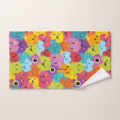 Happy Colorful Monsters Pattern Badhandtuch Set (Handtuch)