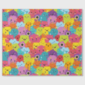 Happy Colorful Monsters Pattern Geschenkpapier (Flach)