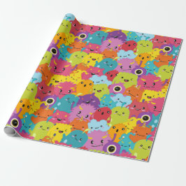 Happy Colorful Monsters Pattern Geschenkpapier