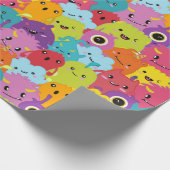Happy Colorful Monsters Pattern Geschenkpapier (Ecke)