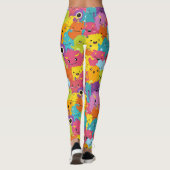 Happy Colorful Monsters Pattern Leggings (Rückseite)