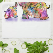 Happy Colorful Mother and Baby Elephant - Zeichnen Geschirrtuch (Gefaltet)