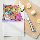 Happy Colorful Mother and Baby Elephant - Zeichnen Geschirrtuch (Viertel Falte)