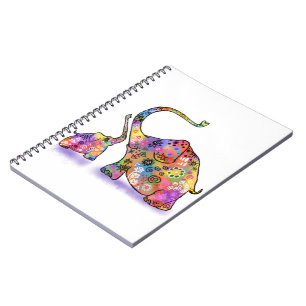 Happy Colorful Mother and Baby Elephant - Zeichnen Notizblock