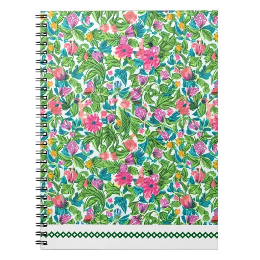 Happy colorful summer pattern botanical artwork notizblock (Vorderseite)